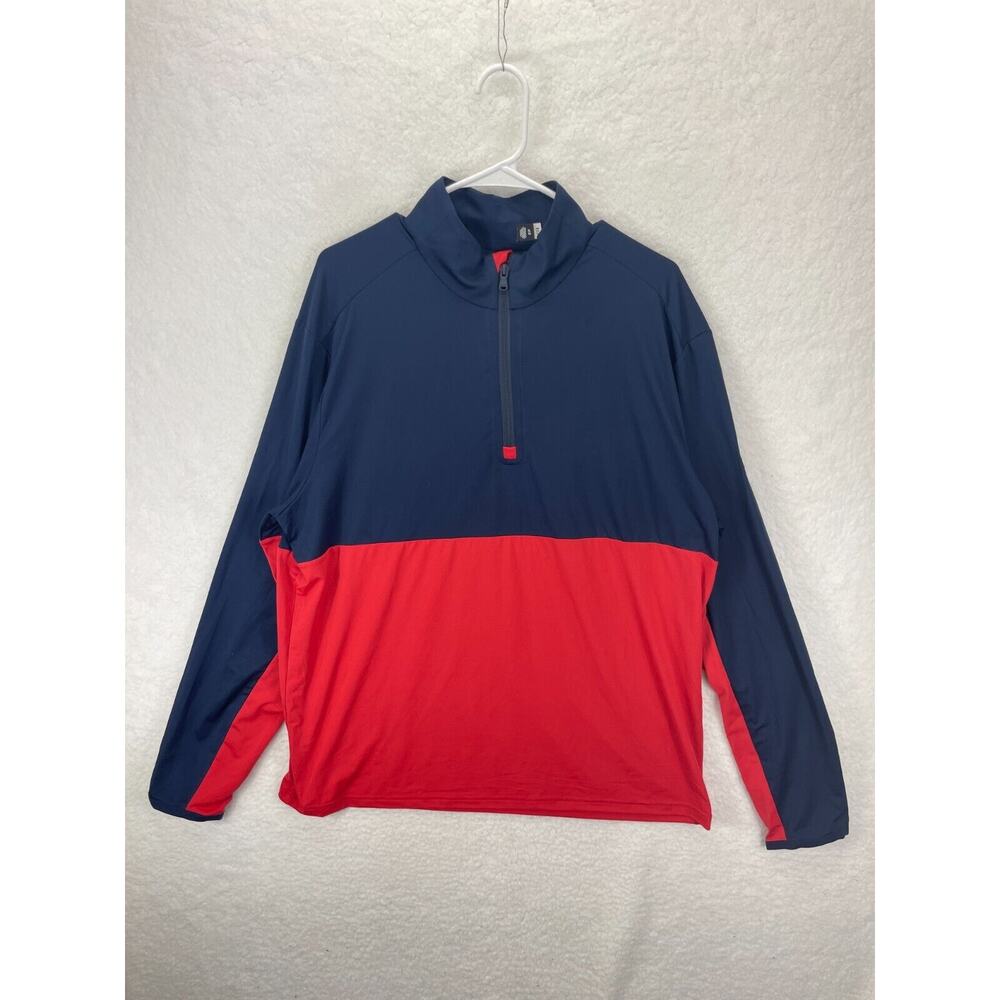 RLX Ralph Lauren Peached‎ Jersey Half Zip Men’s Size XL Blue Red Mid Layer - Picture 2 of 8